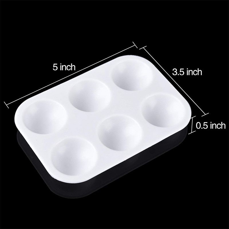 24 Pieces Plastic Paint Palettes 6 Well Rectangular Watercolor Palette Painting Tray, White