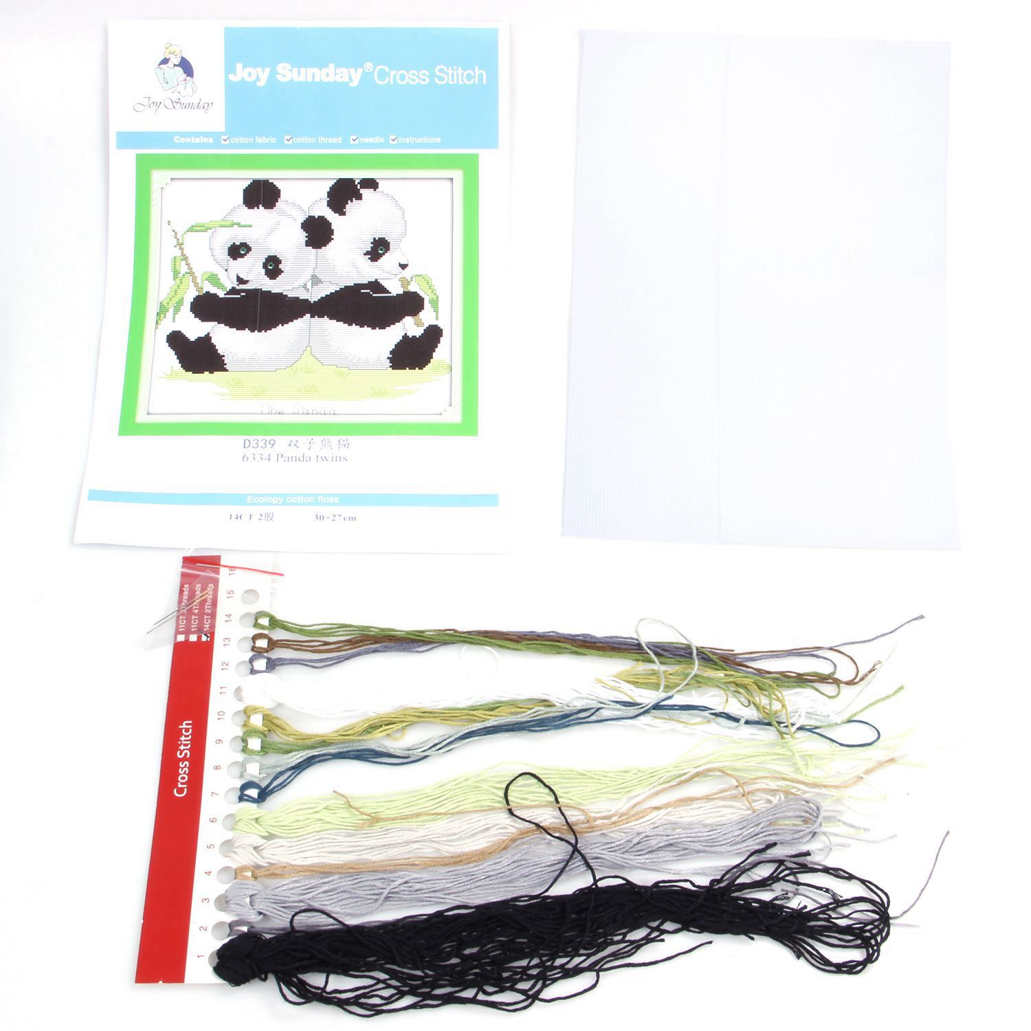 Releases Cross Stitch Kits Patterns Embroidery Kit - Panda Twins 14CT 30*27cm , DIY cross stitch set