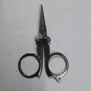Travel Foldable Silver Tone Metal Scissors