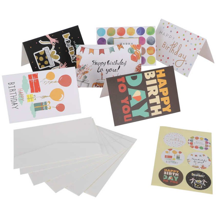 Himeng La 24Pcs Greeting Cards Blank Gift Paper for Festival Present with Envelopes and Sticker
