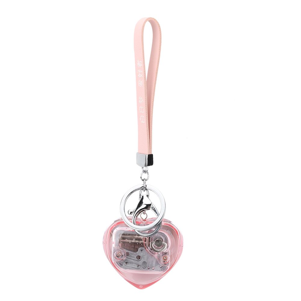 Music Box Heart-shaped Keychain Wind up Musical Bag Ornament for Children Girl Girlfriend Birthday Christmas Gifts