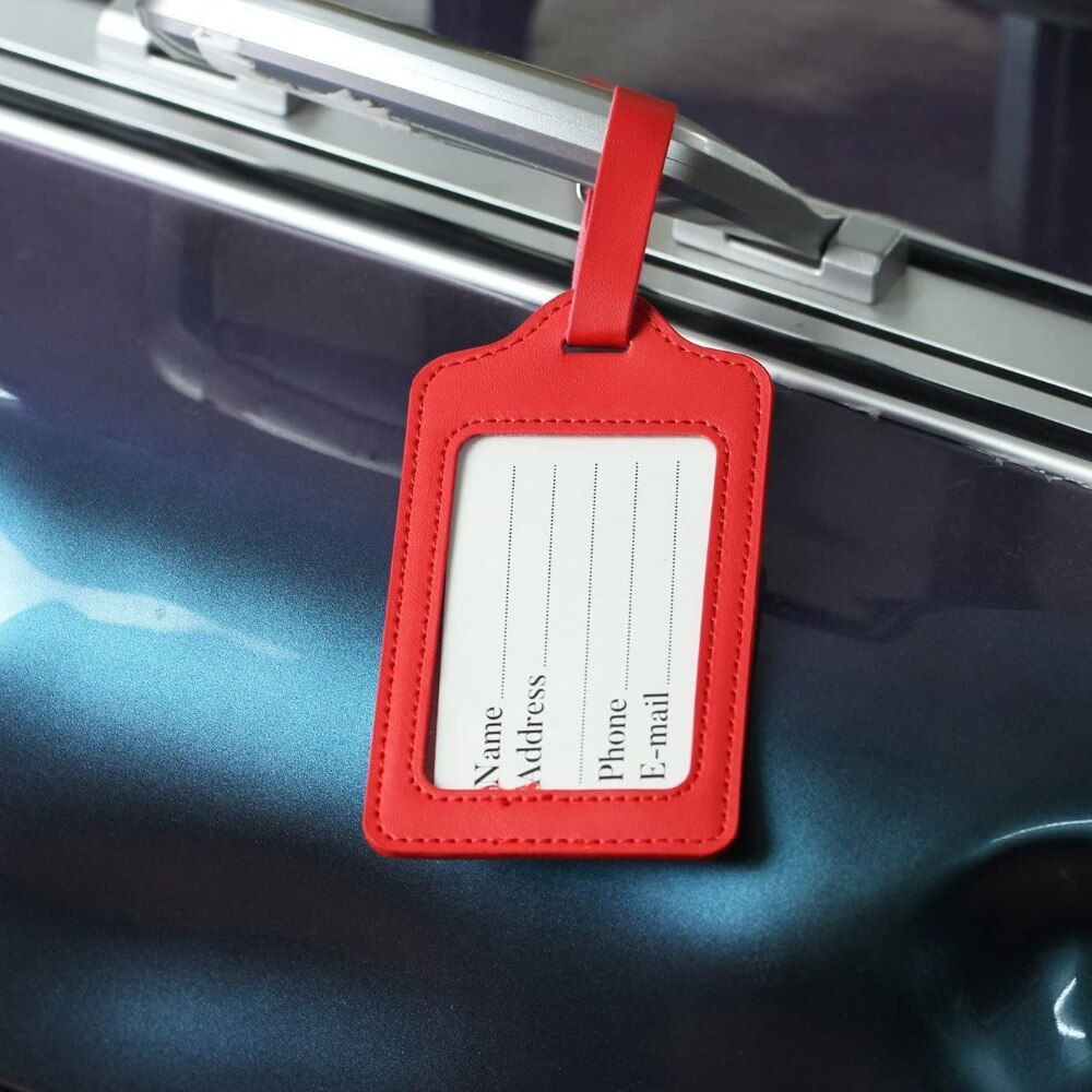 Unique Leather Suitcase Luggage Tag Label Bag Pendant Handbag Travel Accessories Name ID Address Tags