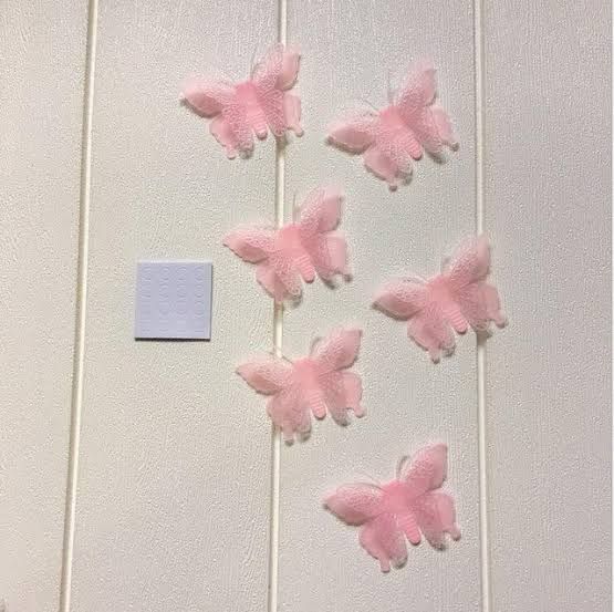 Night Glow Fluorescent 2 Layer 3D Pink Butterfly with Glue Dots - 6 pcs pack