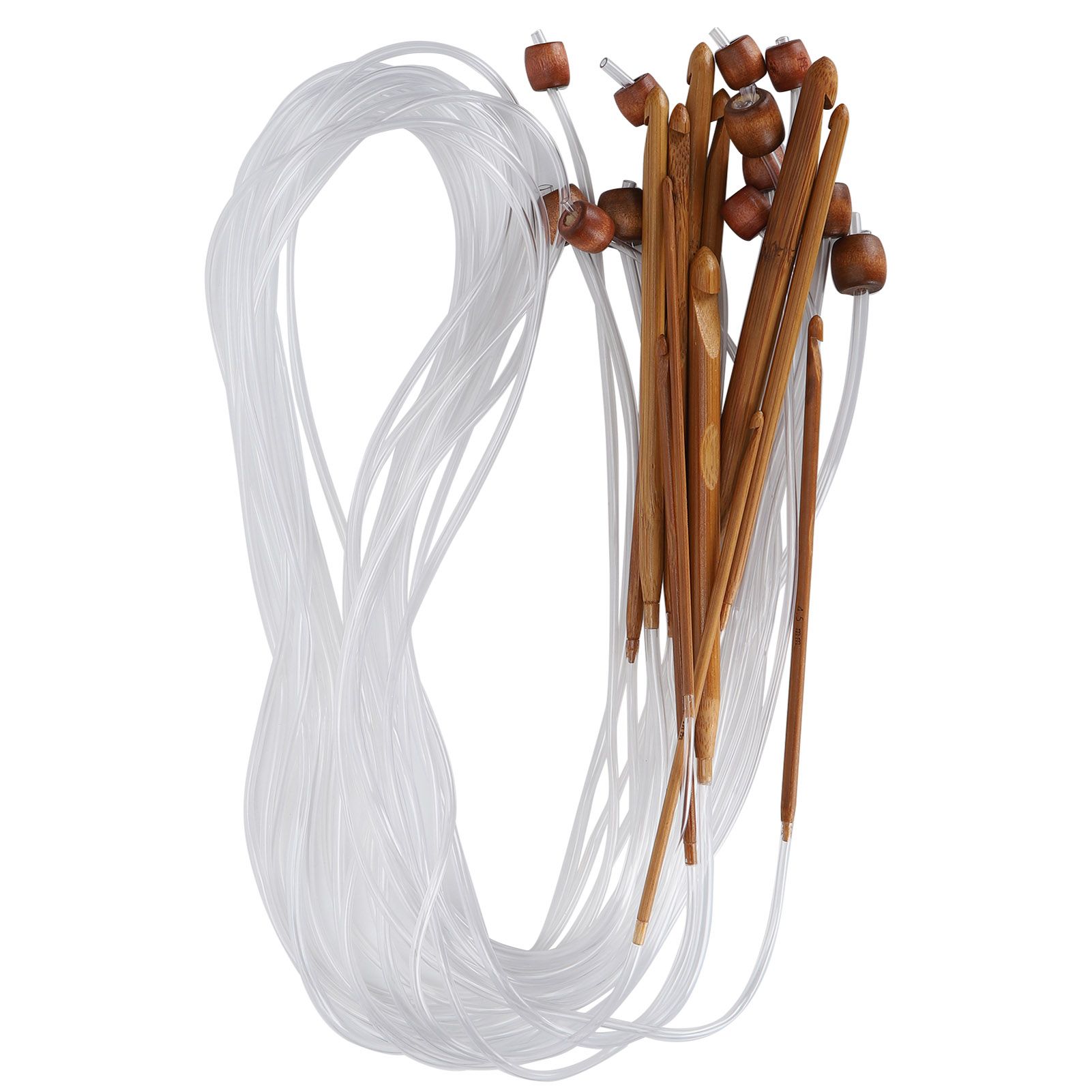 Qimeng La 12Pcs Circular Needle Double‑Pointed Bamboo Tube Connection Crochet Needlework Accessories