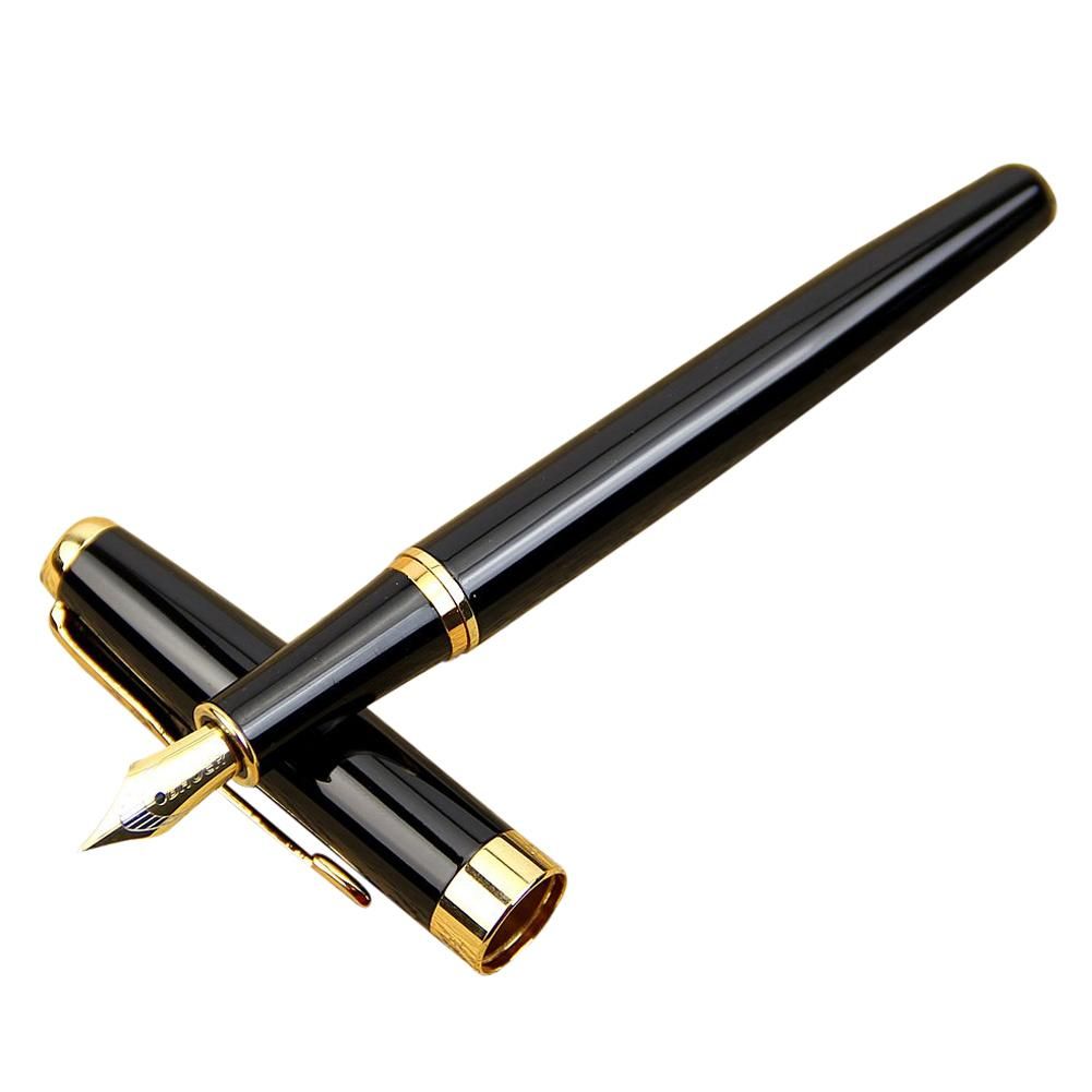 Classic BAOER 388 Stainless Steel Fountain Pen Golden Trim M Nib