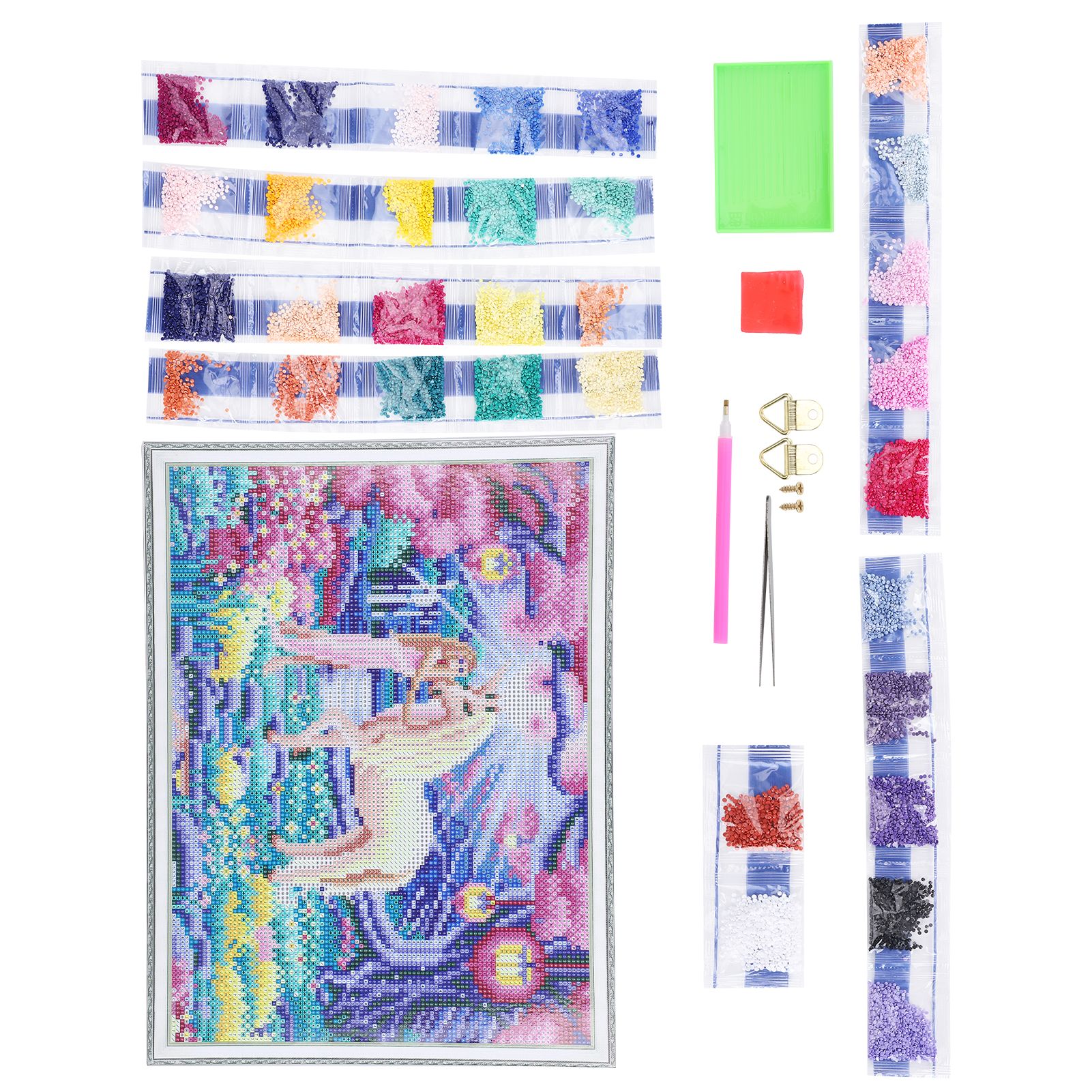 Romeng La LED Light Diamond Painting DIY Embroidery Cross‑Stitch Craft with Frame for Wall Decoration
