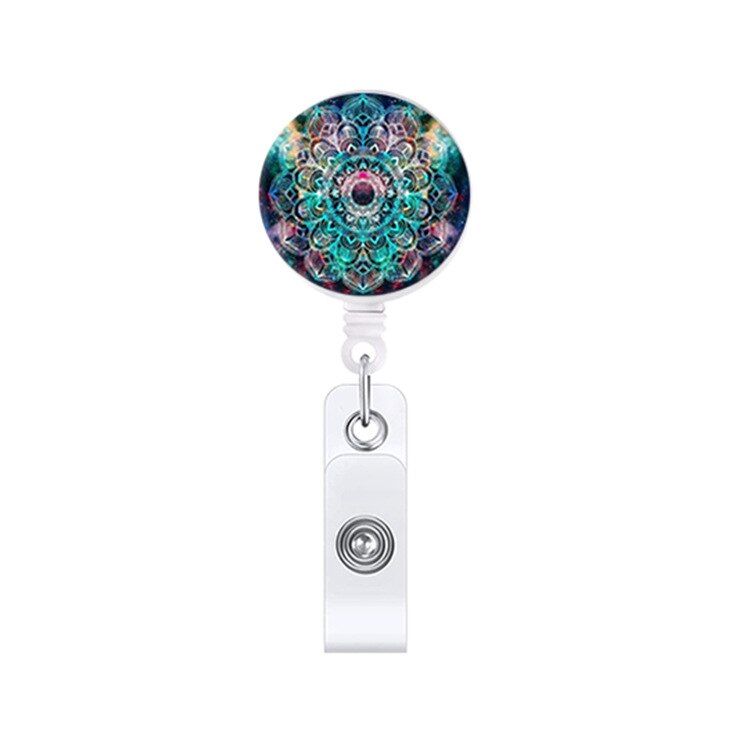 New Design 1 Piece Top Quality Restractable Nurse Badge Holder Fashion Flowers Students ID Card Name Tag Holder Clip Keychains