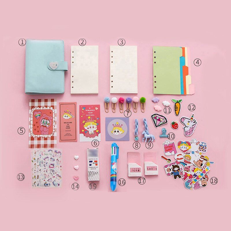 1pc  girl Diary Cute Cartoon Diy A6 Notebook DIY Girl Heart Account Diary Plan Notebook Korean Loose-leaf Notebook