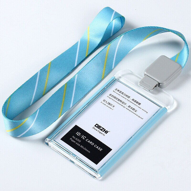 DEZHI-Fashion style Acrylic clear ID IC Card Case lowest price of work card with lanyard,can custom the LOGO,OEM!
