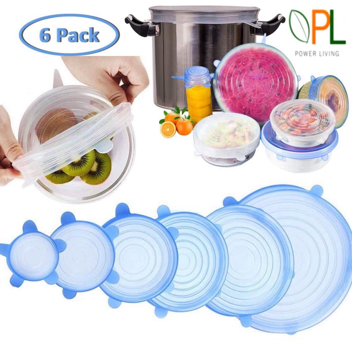 Food Cover Reusable Food Storage Lids Stretchable Silicon Storage Lids Covers Food Wrap Covers Silicone Stretch Lids 6Pcs Durable Silicone Bowl Covers Elastic