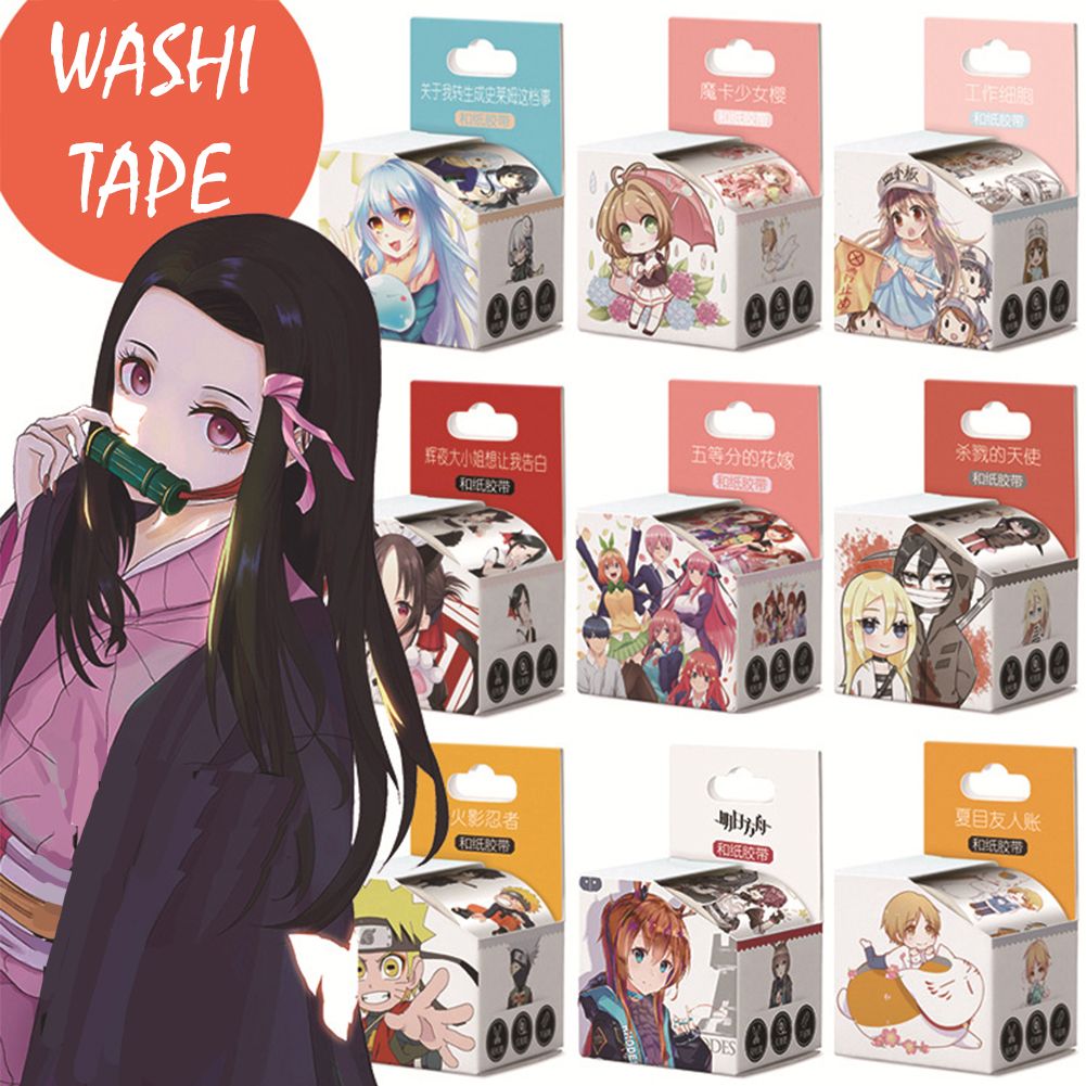 40mm*5m Cute Anime Masking Washi Tape DIY Scrapbooking Stickers Stationery Journal Diary Tapes