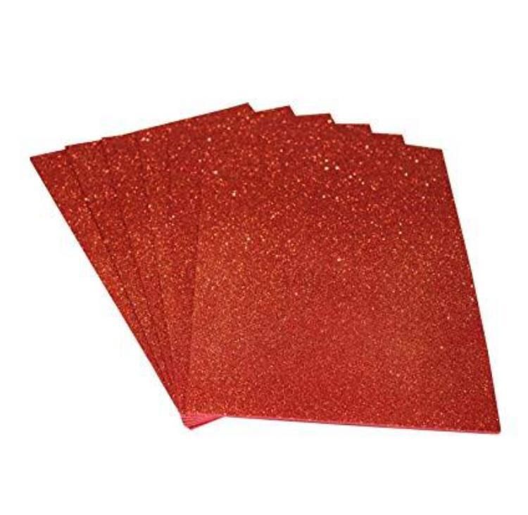 10 pcs Set of Glitter Foam Sheet - A4 - Red