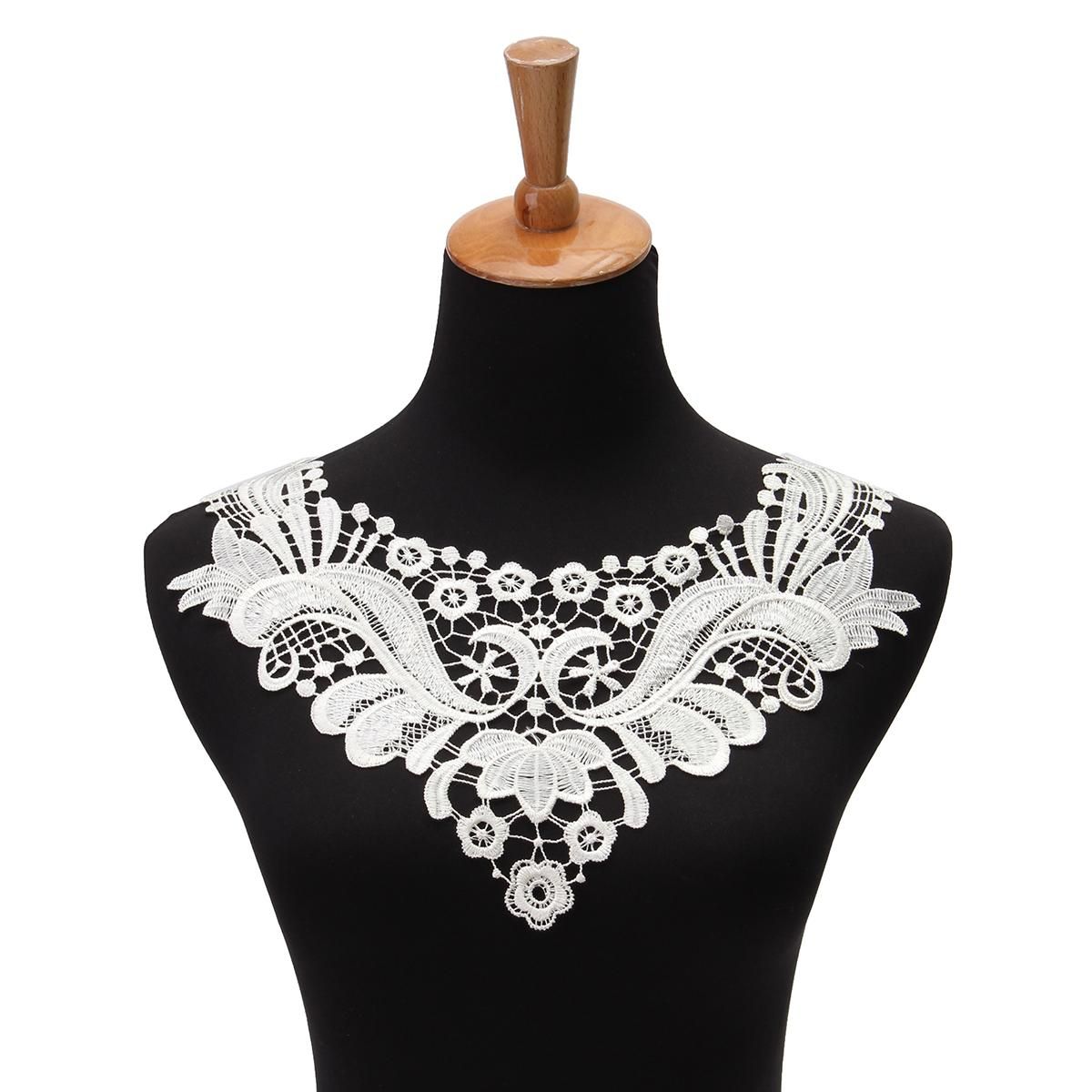 Off White Sewing Craft Neckline Lace Collar Applique White