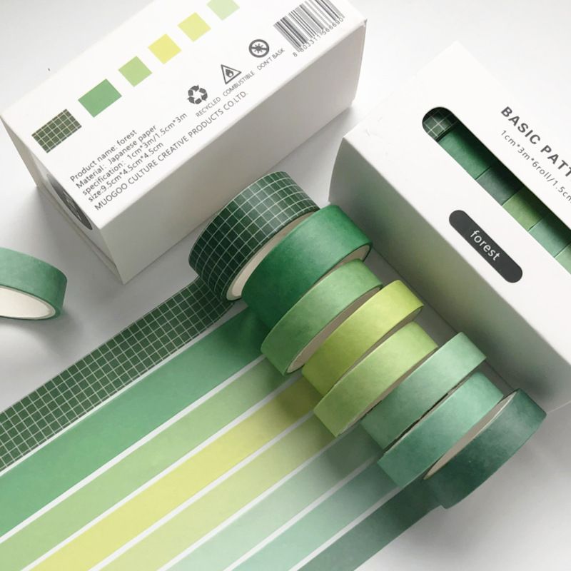 Panda Online 8 Rolls/Set Washi Tape Solid Color Decorative Masking Tapes Sticky Paper Tape for Journals Diary DIY Crafts Gift Wrapping