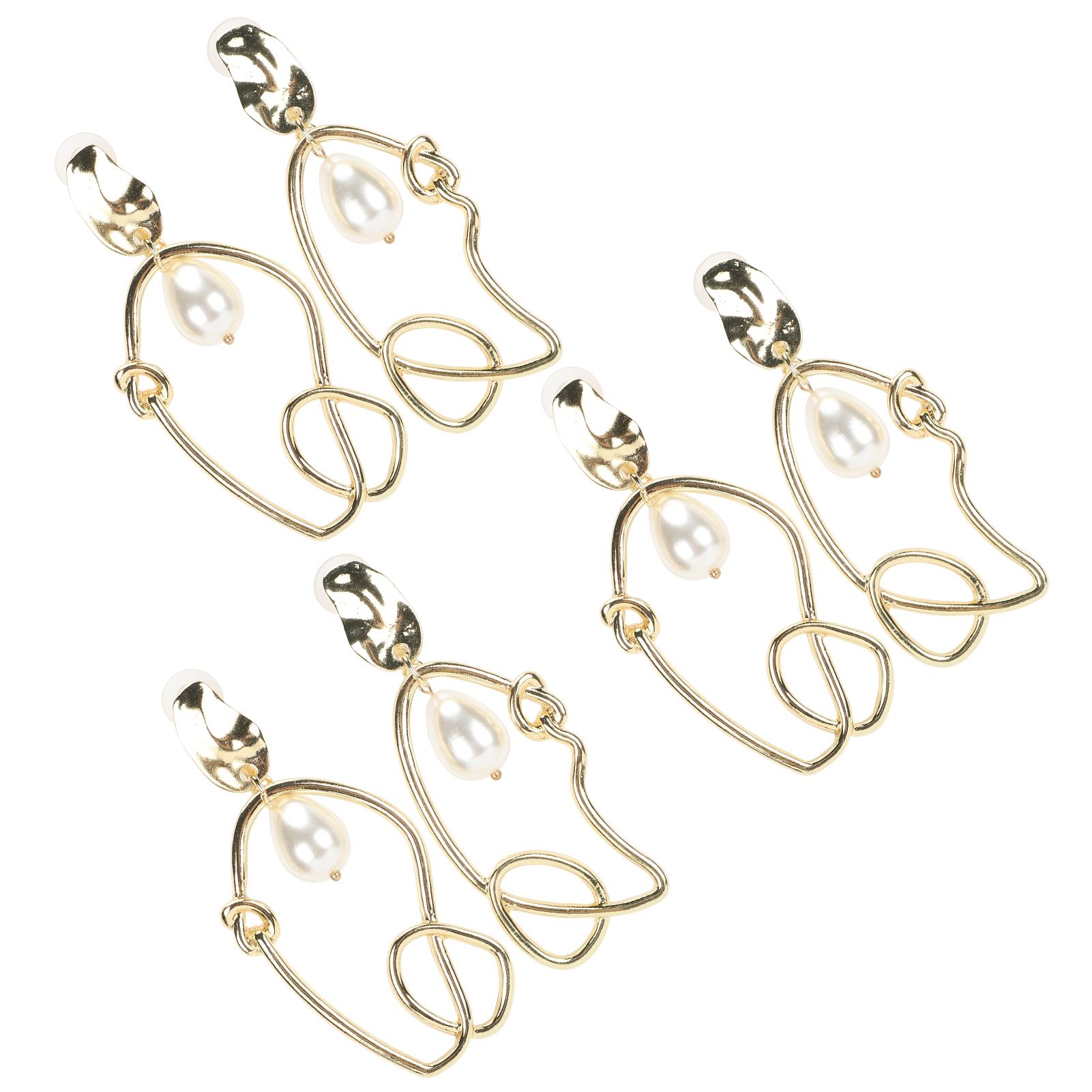 Fashion Earrings 3 Pairs Irregular Geometric Shape Knotted Line All‑Match Dangle