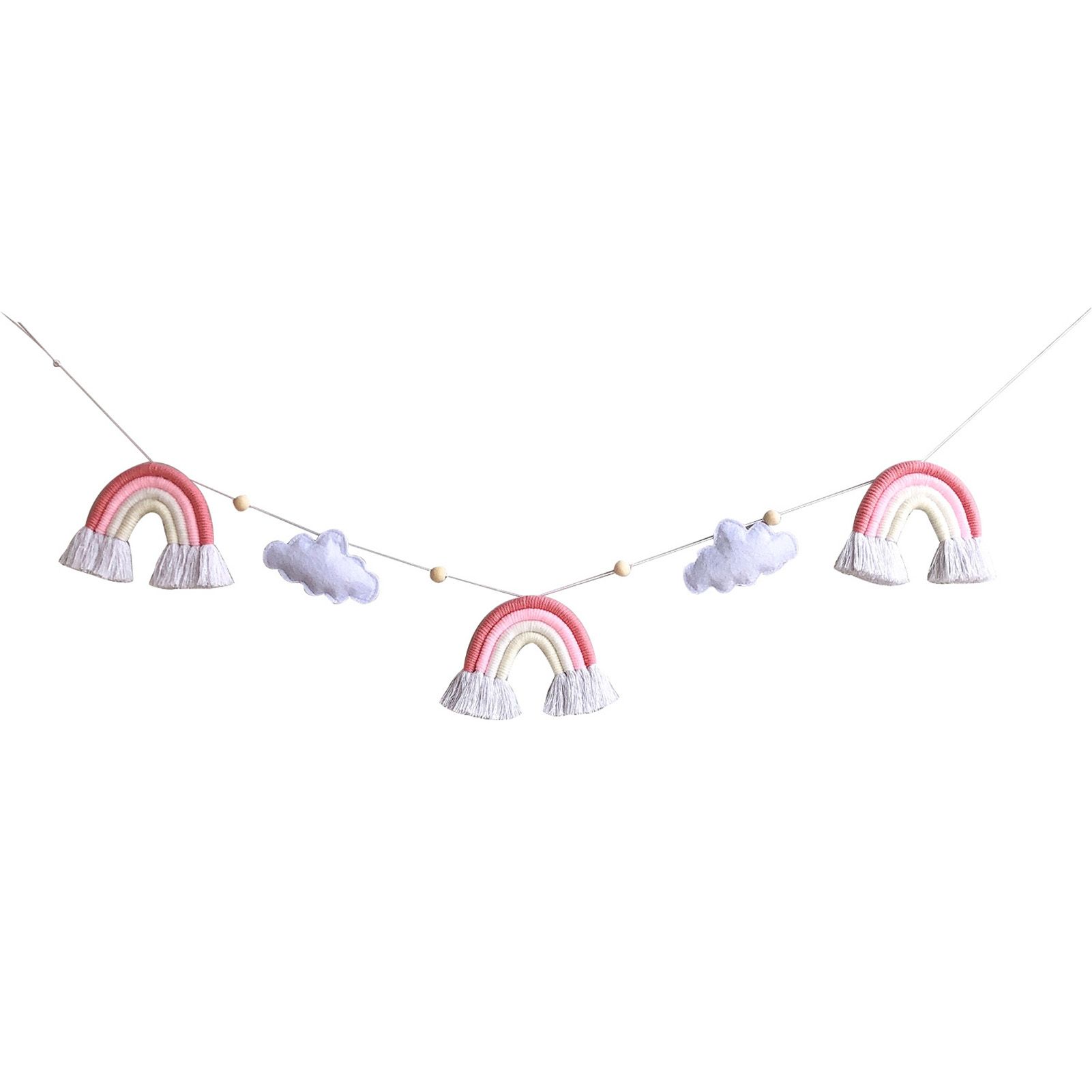 ic Pendant Anti-split ic Wooden Beads Garland with Felt Cloud