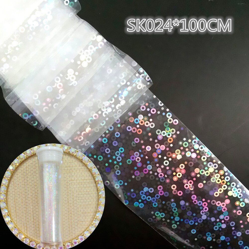 100cmx4cm Holographic Nail Stickers For Design DIY Nail Art Transfer Foils Laser Broken Glass Decal Manicure Film
