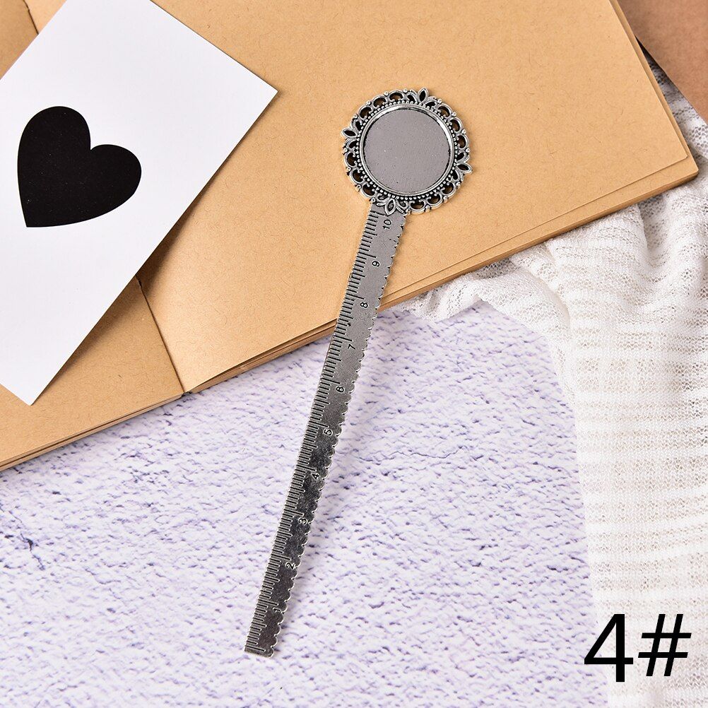 1pcs Flower Bookmark With Ruler Fit inner 20mm Cabochon Base School Supplies Promotion Gift DIY Craft Student Stationery