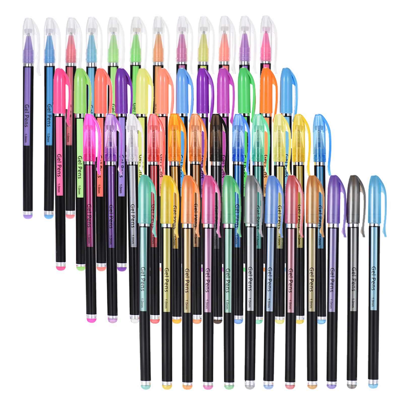 48 Colors Gel Pens Includes Glitter/ Neon/ Gouache/ Metal Pens Marking Highlighting Drawing for Students Coloring Books