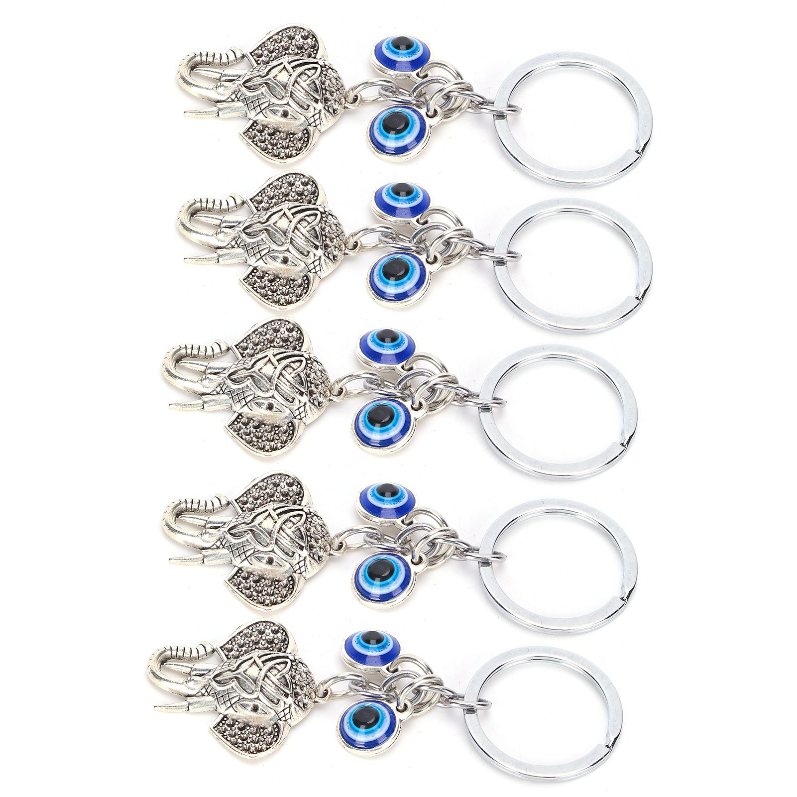 Alloy Elephant Keychain Colored Glaze Pendant Blue Eyes For