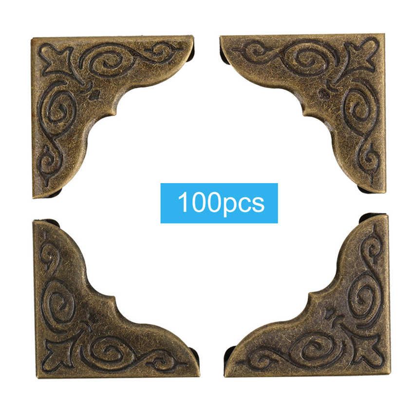 Furniture Guard Accessories 100Pcs Box Corner Protector Retro Cyan Bronze Iron DIY Album Book Edge Cover