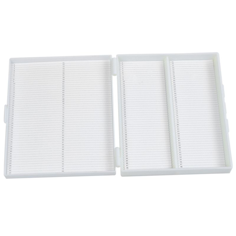20cm x 16cm White Plastic Rectangular 100 Slides Microscope Box