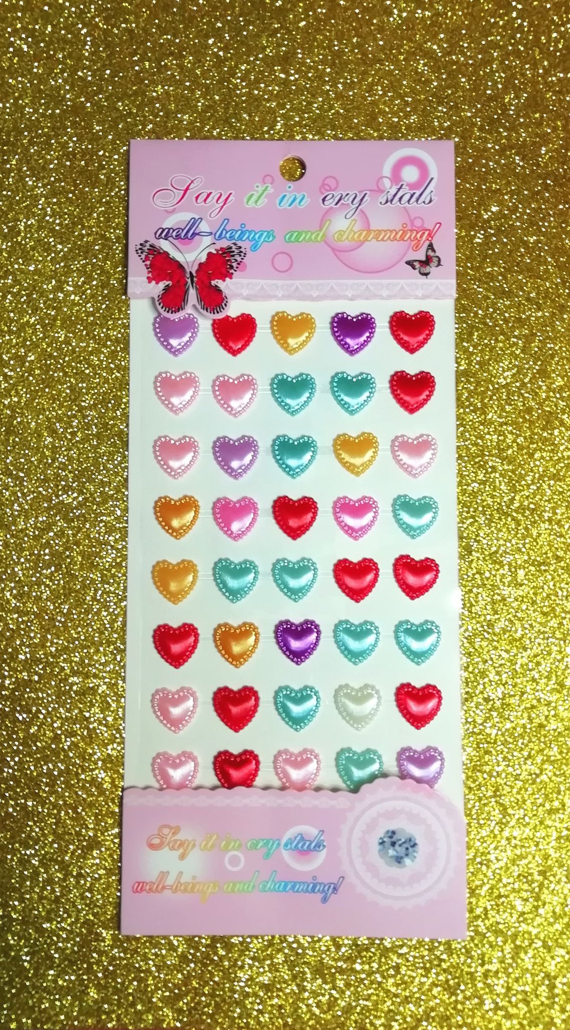 ⭐⭐⭐Crystal Deco Heart Shape Sticker 1set