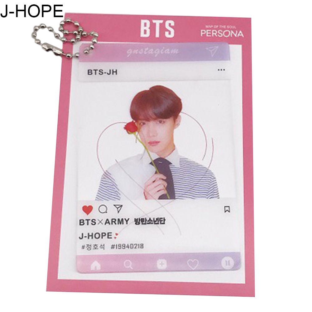Ehousehold KPOP BTS PVC Transparent Photocard Keyring Bangtan Boys Key Chain Bag Ornament