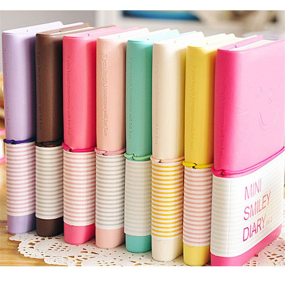 Candy Colors Notebook  Cute planner Mini Smiley Paper Diary Leather Agendas Note Pads Office School Stationery