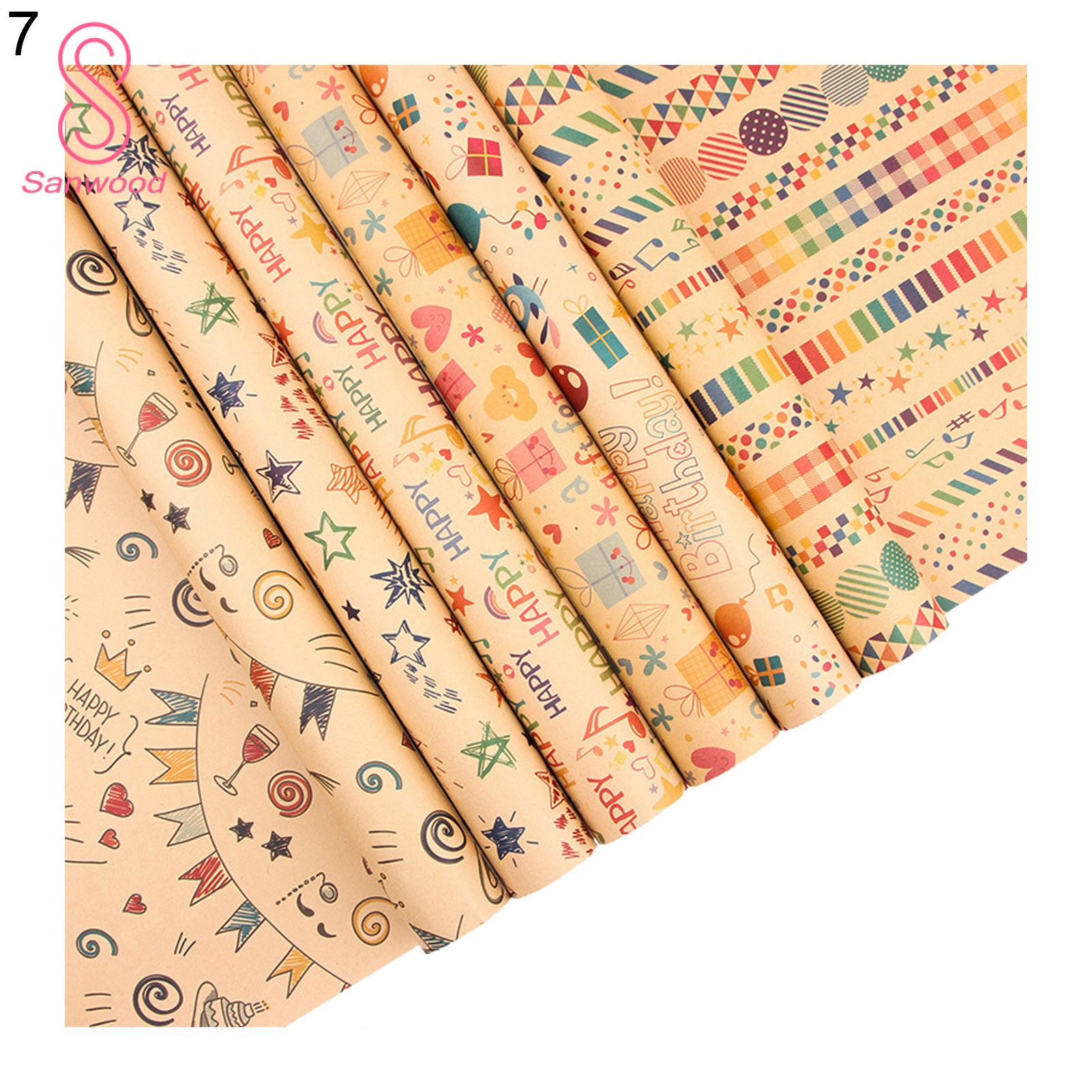 1 Set Packing Paper Eco-friendly Wear Resistant Kraft Paper Musical Note Cartoon Pattern Wrapping Papers for Home