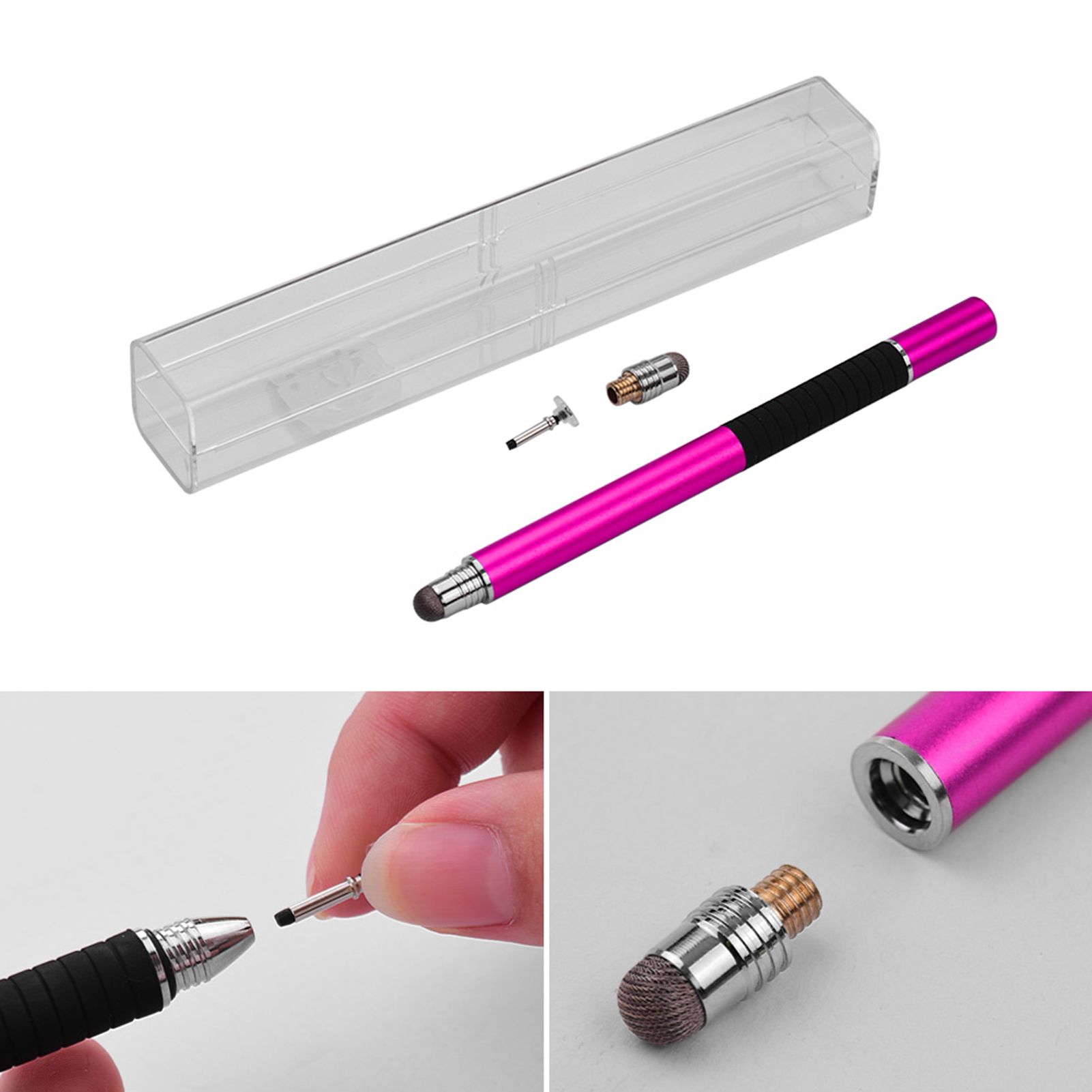 2-in-1 Precision Stylus Pen with Conductive Head and Disc Tip Universal Touchscreen Pen Set for All Capacitive Touchscreens Cell Phones Tablets Pack of 1pcs Silver