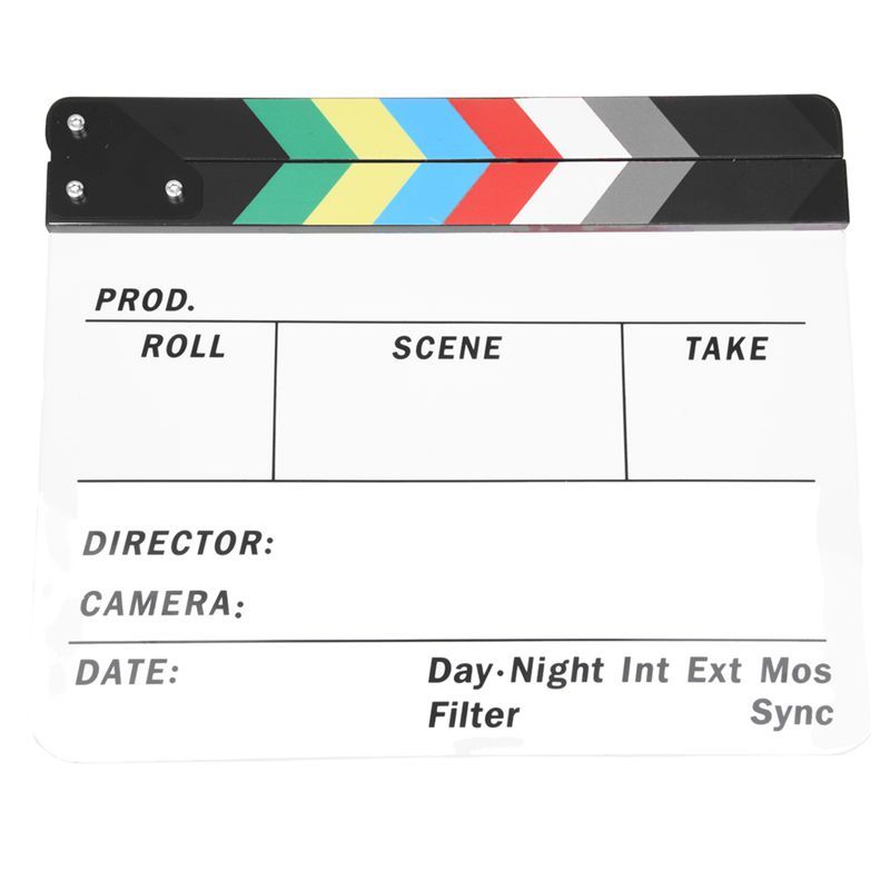 Generic Acrylic Colorful Clapperboard TV Film Movie Slate Cut Role Play Prop Hollywood