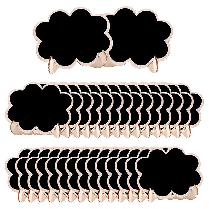 BRADOO 30 Pcs Mini Chalkboard Sign Food Labels for Party Buffet, Wooden Small Chalk Board Signs (Clouds)