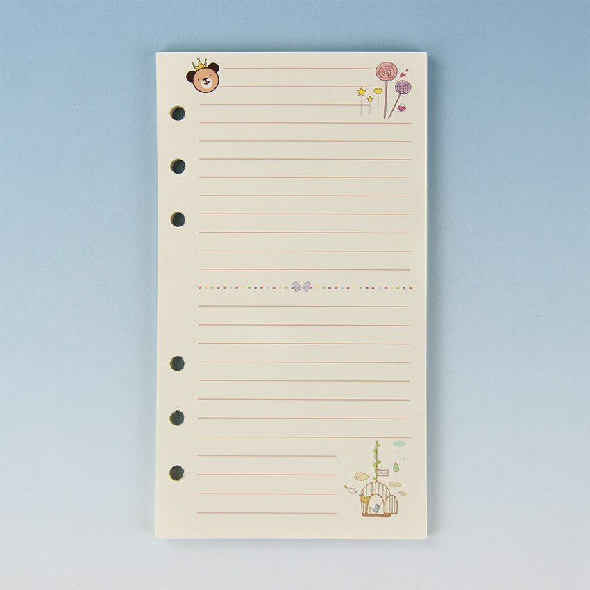 1 PC A6 Cute Creative Colored Diario Binder Filler Paper Office School Stationery Planner Accessories Filler Paper for Filofax