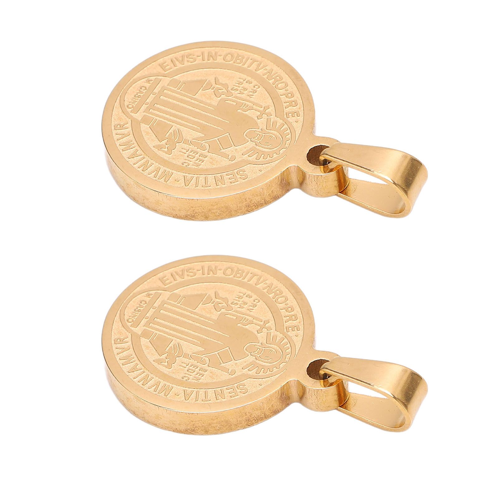 Himeng La 2pcs St Benedict Medals Stainless Steel Material Hypoallergenic Decorative Pendant for Protection