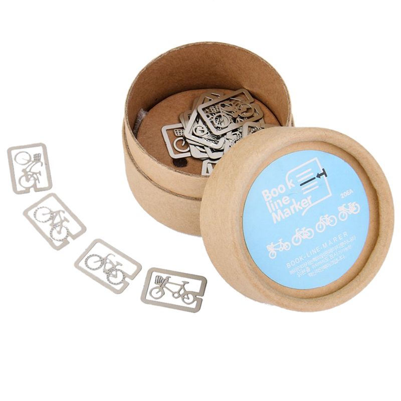 JAERBEE 20pcs 4 Style Metal Bookmark Souvenirs Field Line Marker With Box Bicycle