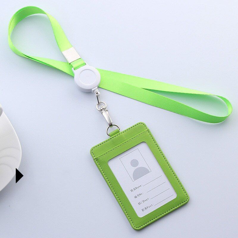 PU Leather Lanyard retractable badge holder ID card holder school lanyards id badge holder horizontal badge holder transparent