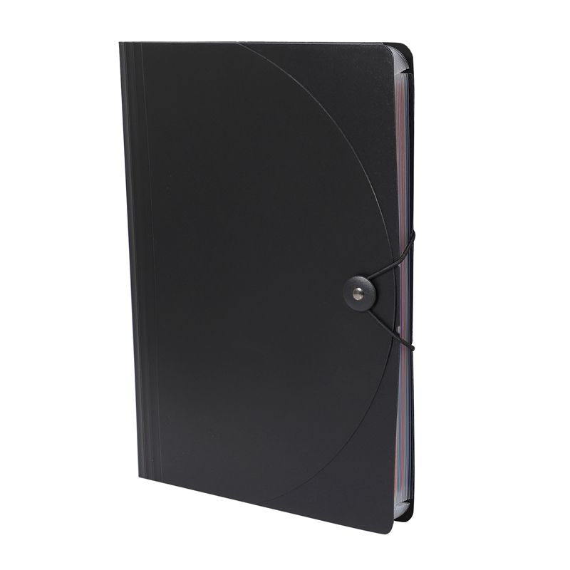 Expanding File Folder A4 Letter Size Portable Document Holder with 12 Pockets Black Filing Folders Desk Storage Accordion File Organizer with Lid