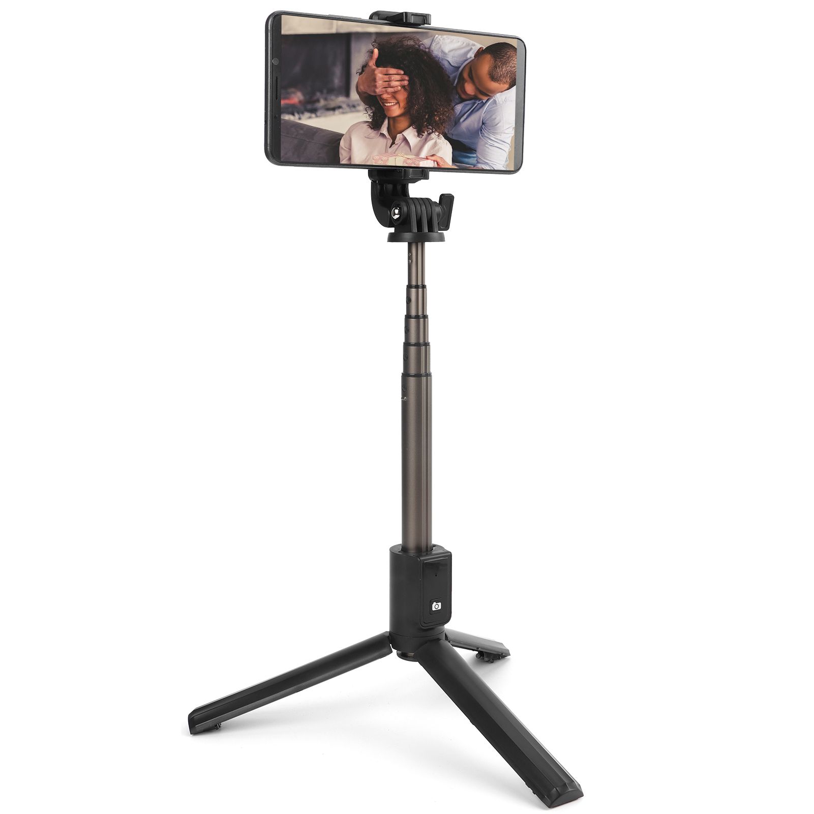Foldable Selfie Stick Tripod Portable Extendable with Remote Control (Black)