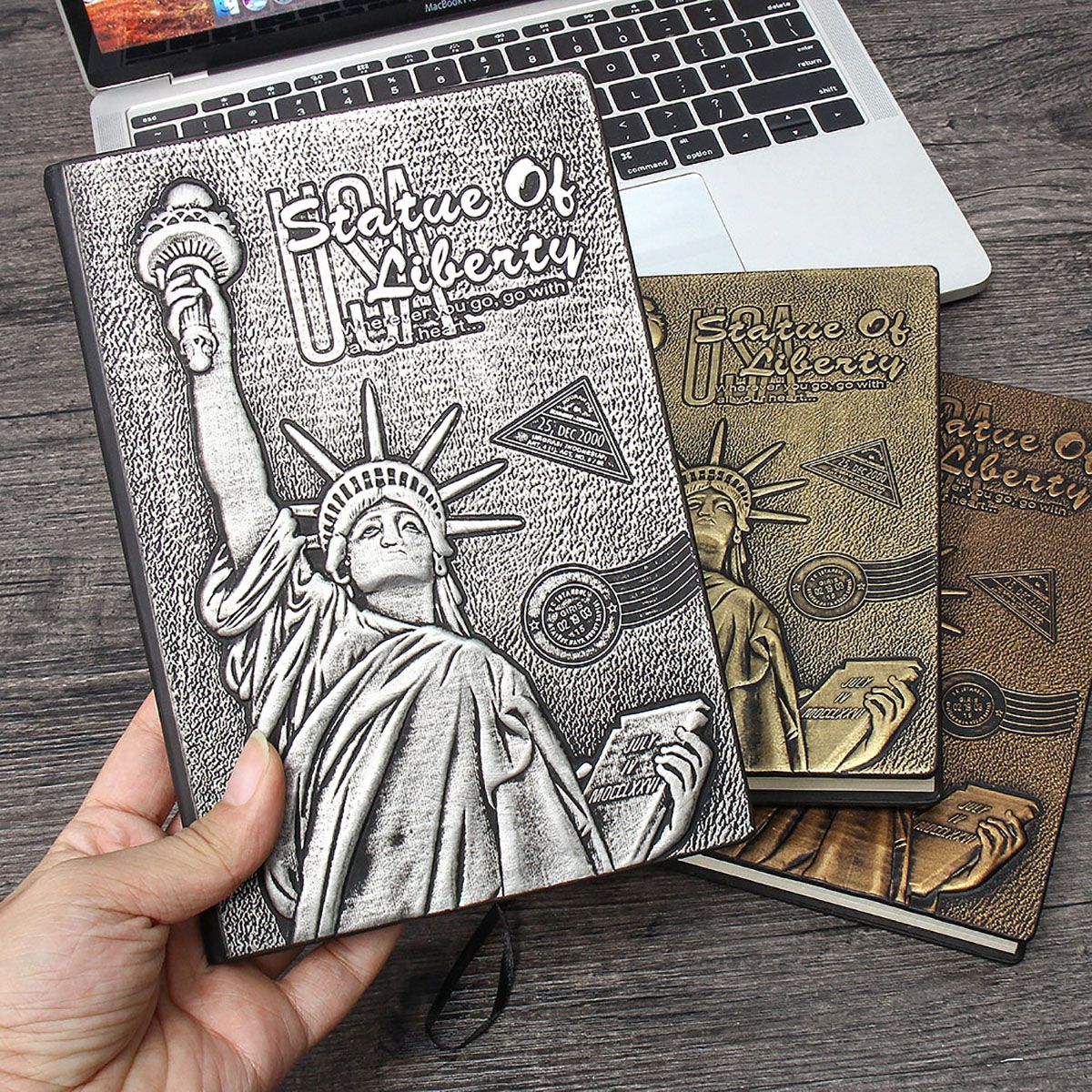 Pick for you Statue of Liberty Embossed Leather Travel Journal Vintage Antique Diary Notebook