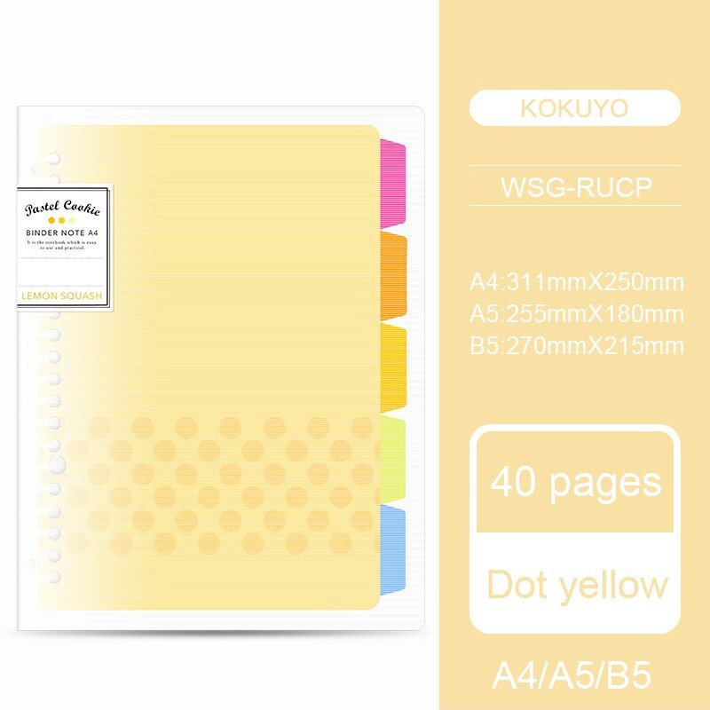 1Pcs Japan KOKUYO Macaron Note Book Loose Leaf Inner Core A5 B5 Notebook Diary Plan Binder Office School Supplies Ring Binder