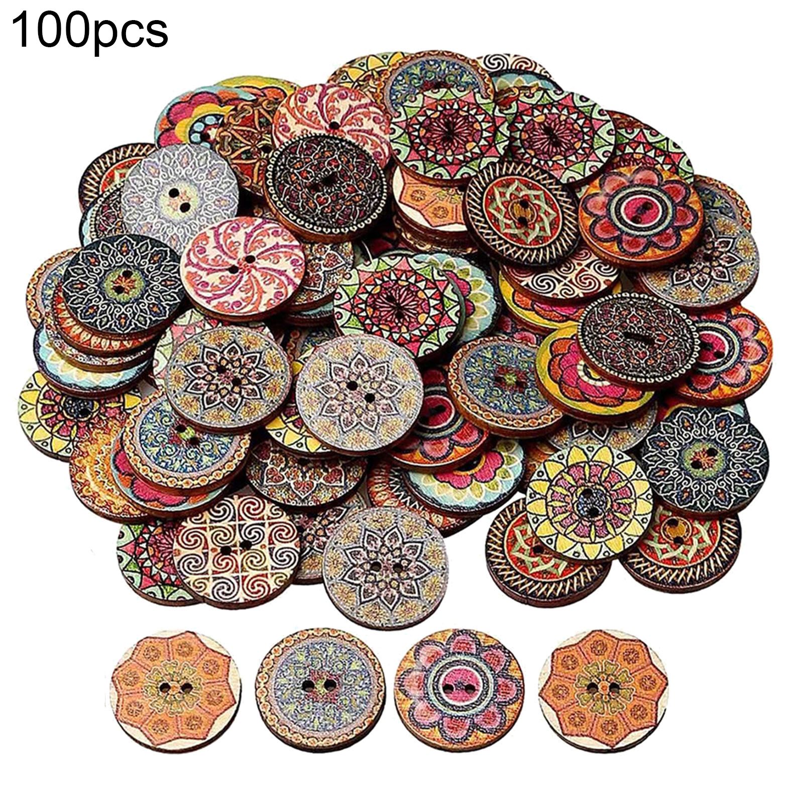 Wood Buttons Anti-crking Beautiful Printing Painted Buttons