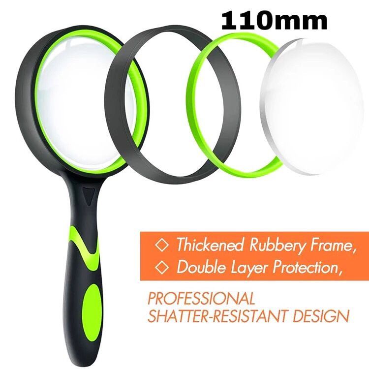 Magnifying Glass with 110mm Lens Magnifier with Non-Slip Soft Handle for Inspection