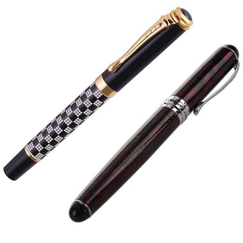 Jinhao X750 Deep Red Pen Medium Fine Nib Ink Fountain Pen & Jinhao 500 Writing Iridium aurum Pen Fountain Pen black white