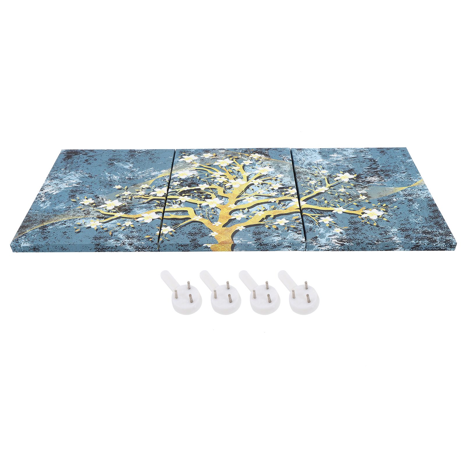 3Pcs Floral Decorative Oil Painting Set Log Wall Art Hangings+Nails Craft