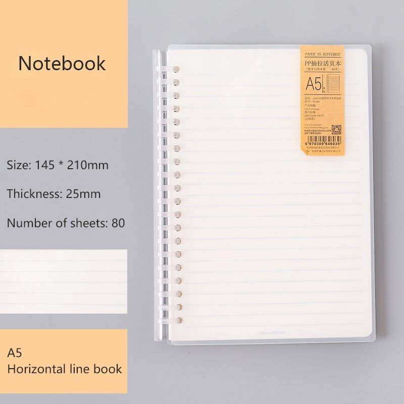 A5/ B5 Creativity Loose-leaf Student Pp Transparent Notebook Simple Girls Removable Memo Pad Journals School Stationery Supplies