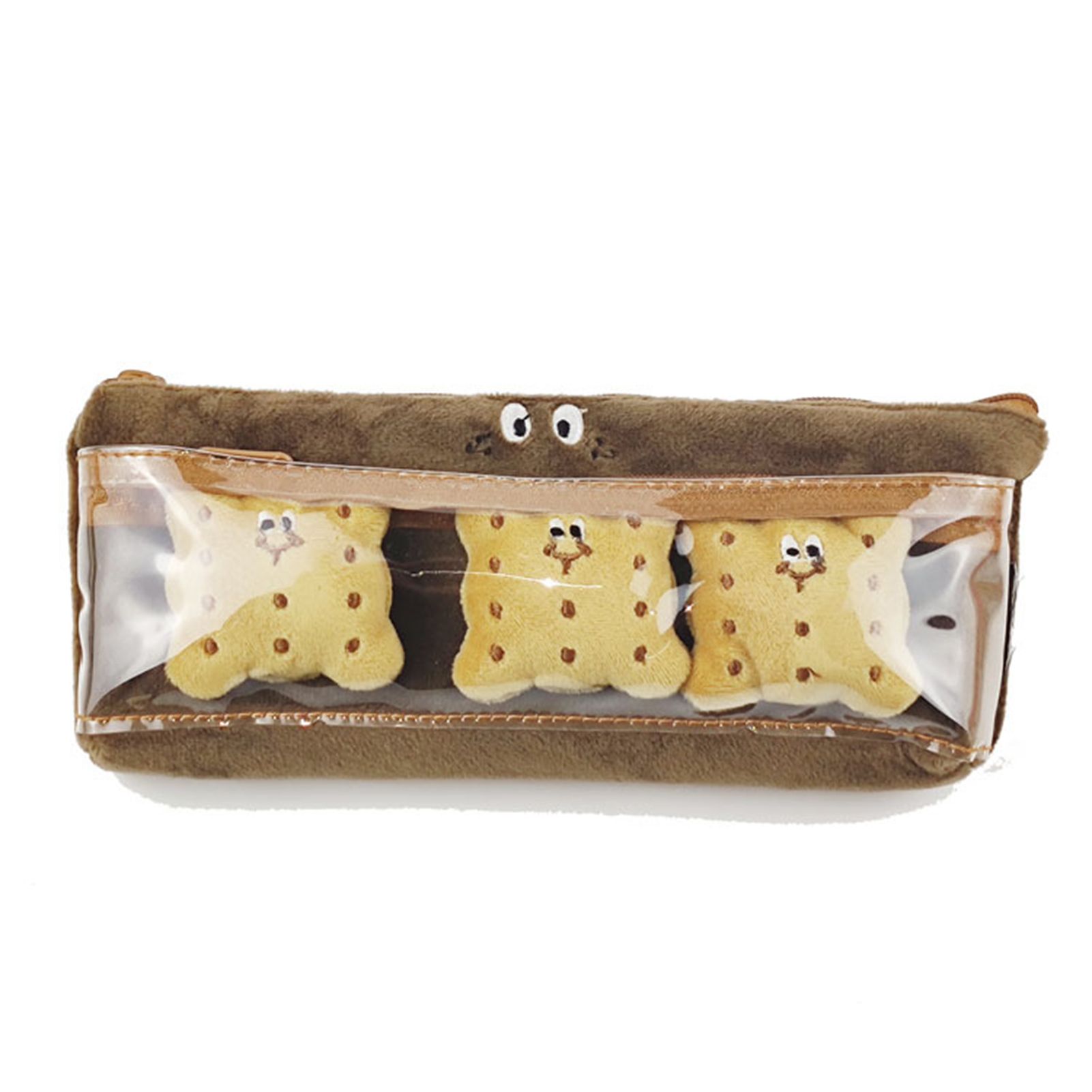 Pen Bag Portable Multifunctional Plush Double Layer Snack Sandwich Biscuit Pencil Bag for School