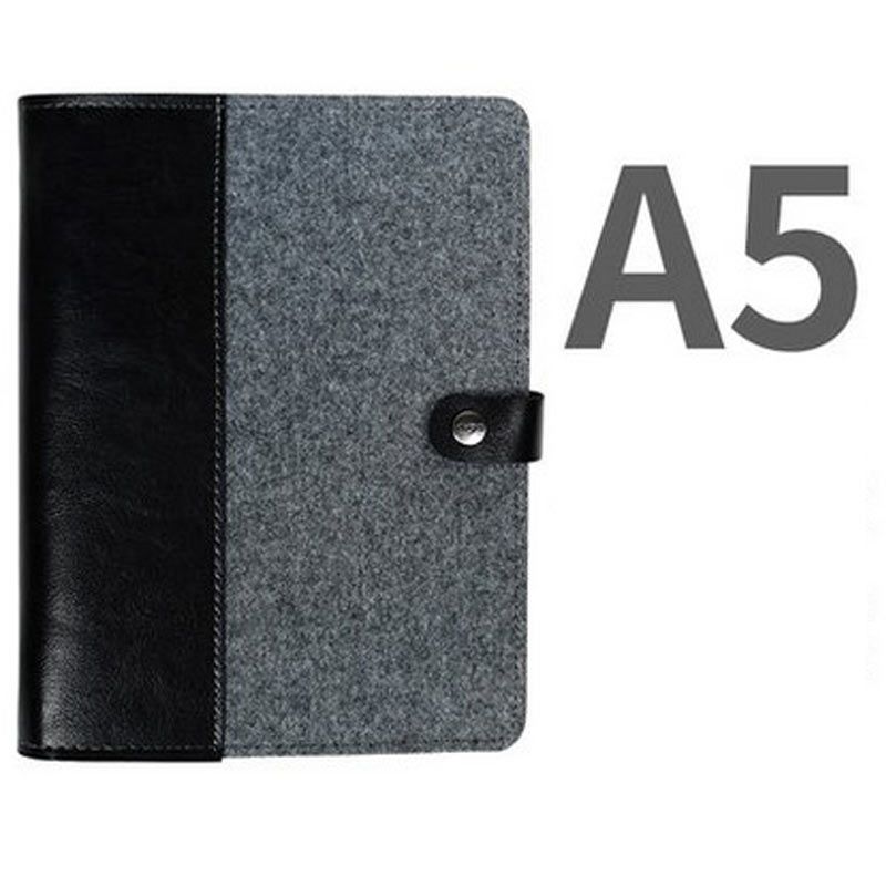 Japanese Personal Dairy Felt With Pu Leather Travel Journal Golden Ring Office Binder Notebook Cute Kawaii Agenda Planner A5 A6(null)