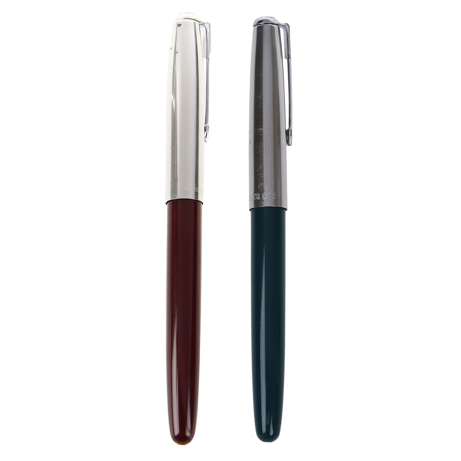 2 Pcs 616 Fountain Pen Hooded Small Vintage, 1 Pcs aurumen Nib Dark Red Barrel & 1 Pcs galactic Nib Green Barrel