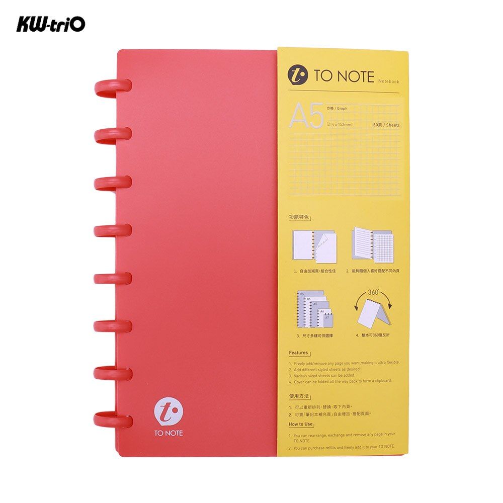 Portable A5 Refillable Hardcover Writing Journal Notebook Loose Leaf Paper Mushroom Holes Ring Binder with 8 Rings